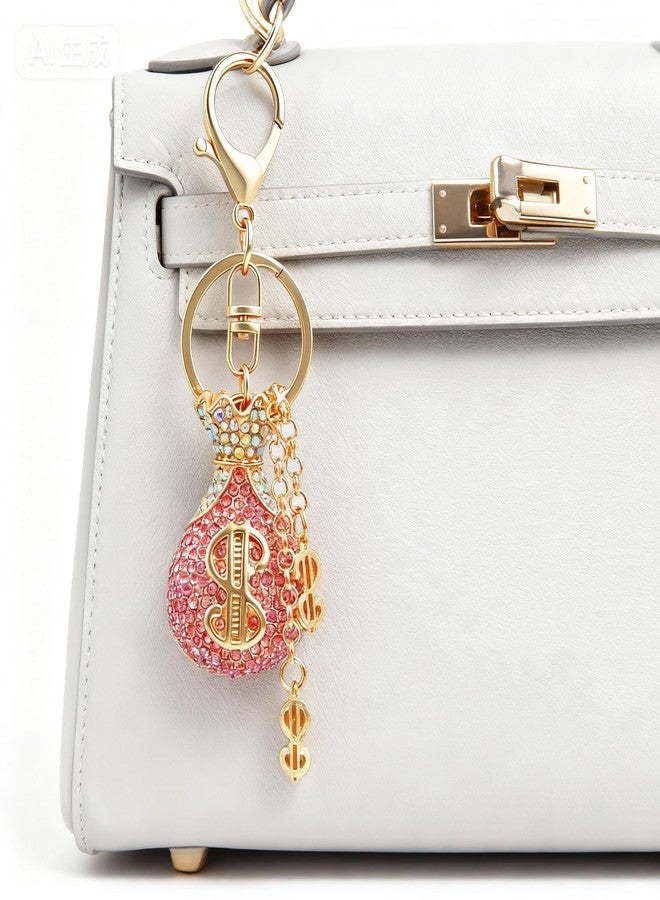 Havique Bag Charms Key Chains Women Cute Pink Keychain Purse Charms for Handbags Girly Keyring Car Keychains Accessories Dollar Symbol, Bling Pink - Image 5